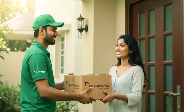 Reverse parcel logistics illustration